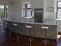 2Pak & Ceasarstone kitchen with tiled servery back
